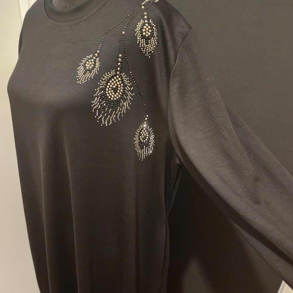 Elegant Black Embellished Women's Dress.